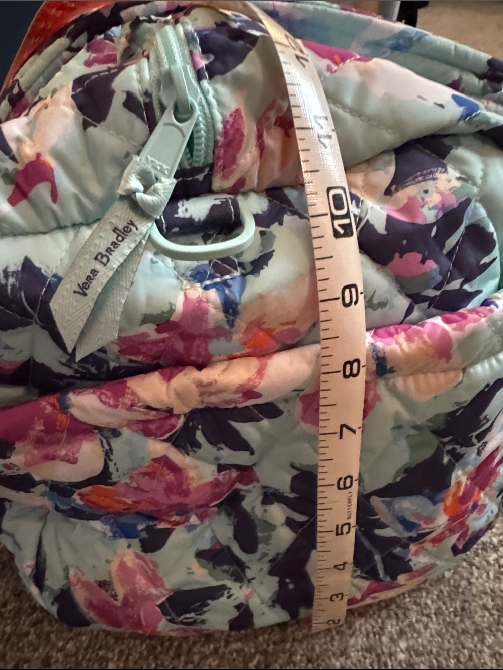 Vera Bradley Quilted Floral Large Duffel in Light Blue, Pink and Purple. - Picture 10 of 10